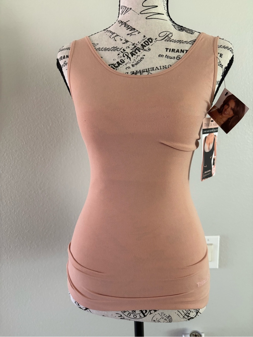Thalia Sodi Nude/Tan 2-Way Waist Control Tank Top